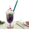 Rainbow-Stainless-Steel-Straw-in-ice-cream-sunday,-front-view