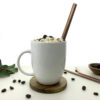 Rose-Gold-Stainless-Steel-Straw-in-mocha-coffee,-front-view