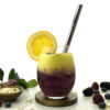 Silver-Stainless-Steel-Straw-in-smoothie,-front-view